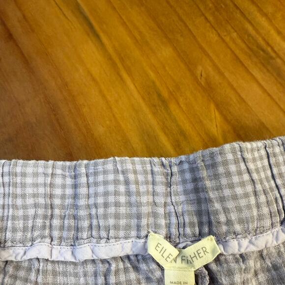Eileen Fisher Women's Shorts 2X Lavender Linen Gingham Plaid Bermuda G27 - Picture 3 of 5